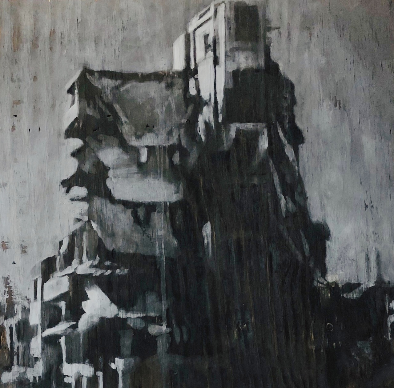 oil, charcoal & ash painting from tom pazderka, on view at glenn dallas gallery. 